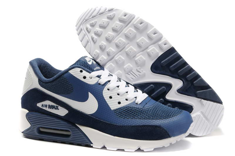 Air Max 90 Hyperfuse Fourrure Chaussures Hommes Bleu Blanc